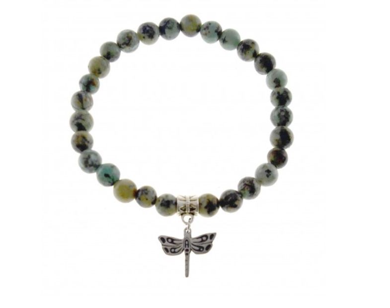 BRACELET AGATE/AMAZONITE, Style: AGATE DRAGONFLY