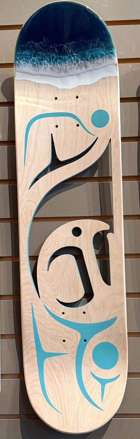CUT OUT SALMON SKATEBOARD W/ RESIN