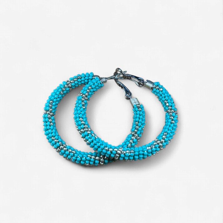 1.5" CHARLOTTE CUT, CEDAR BASKET DESIGN BEADED HOOP 3.0