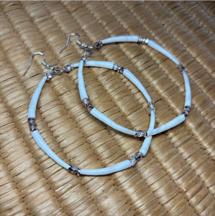 2.75" ICEY PINK DENTALIUM HOOP EARRINGS
