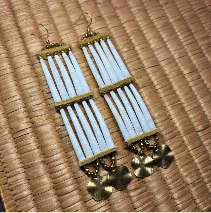 5" GOLD, TOTEIR DENTALIUM EARRINGS