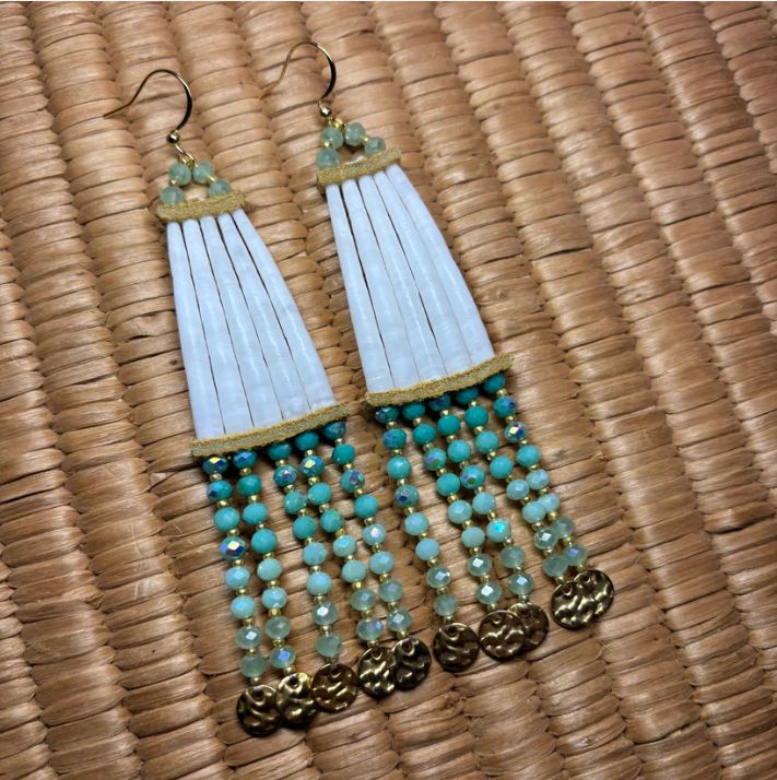 4.75" SAGE &amp; SWEETGRASS DENTALIUM EARRINGS