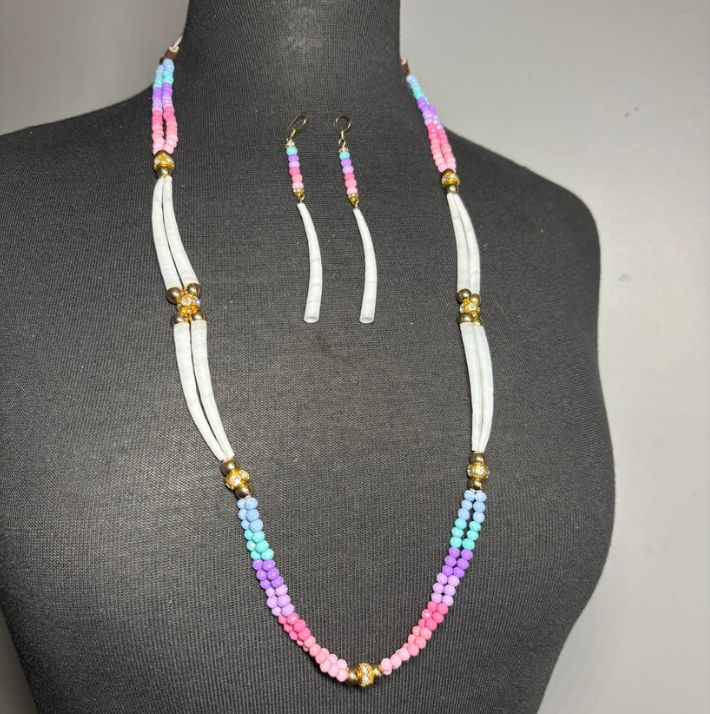 LOVE PRAYER DENTALIUM NECKLACE + EARRING SET