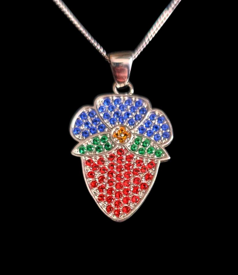 STRAWBERRY FACET -  SILVER PENDANT