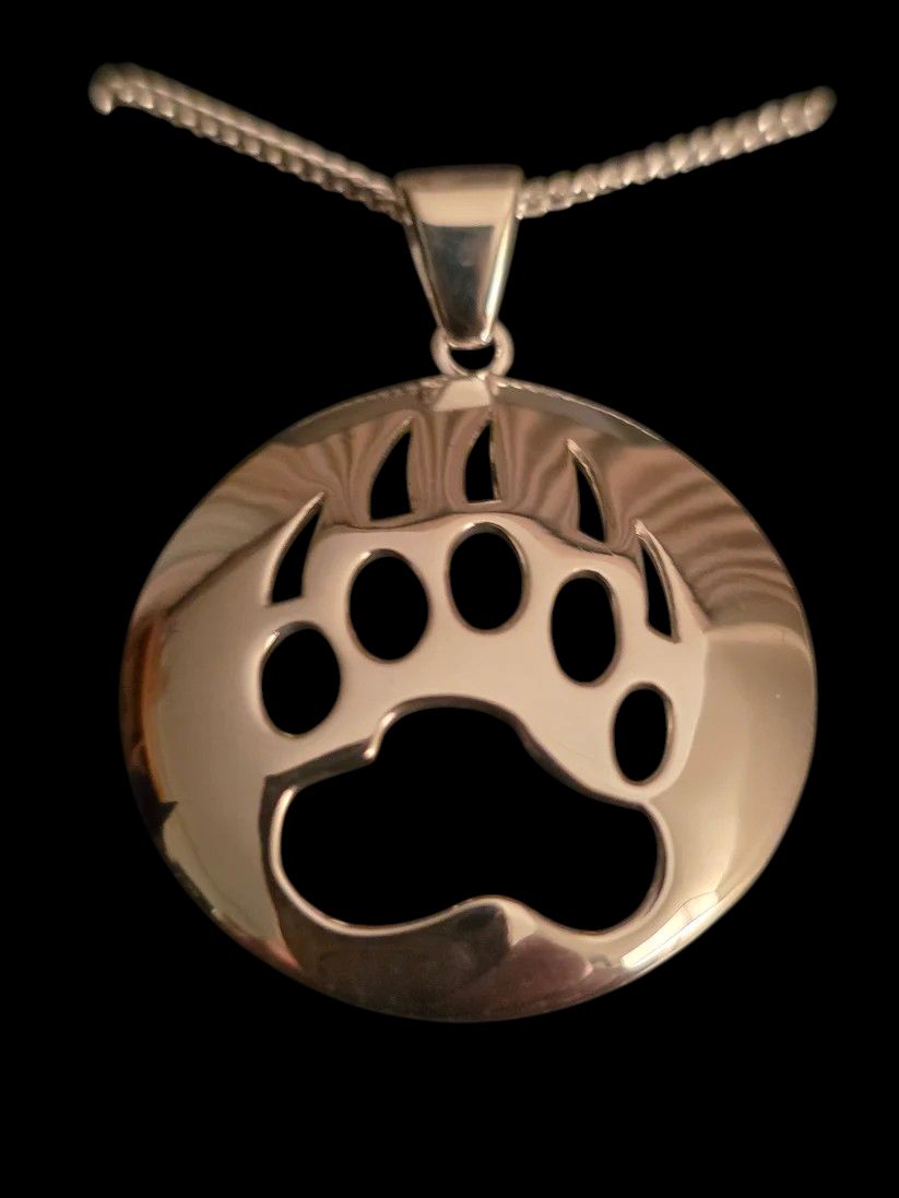 BEAR PAW - SILVER LARGE PENDANT