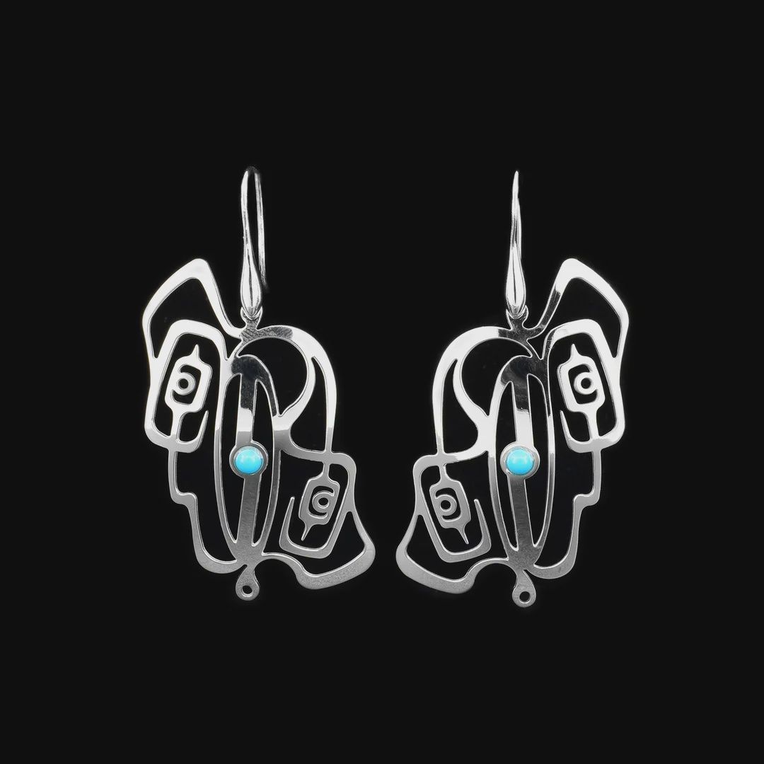 RAVEN &amp; EAGLE - SILVER AND TURQUOISE EARRINGS
