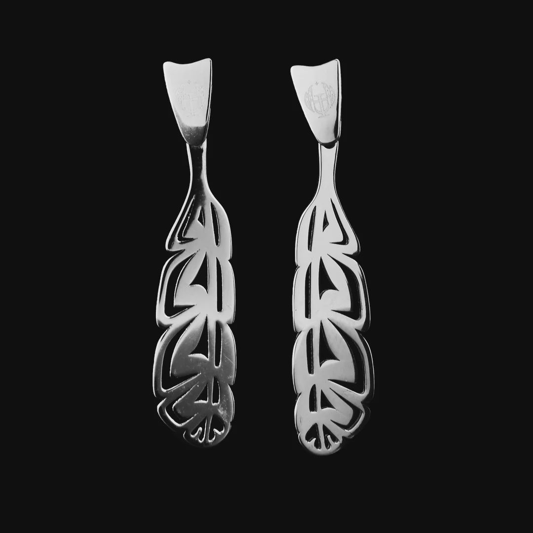 STERLING SILVER FEATHERS DANGLE - EARRINGS SMALL