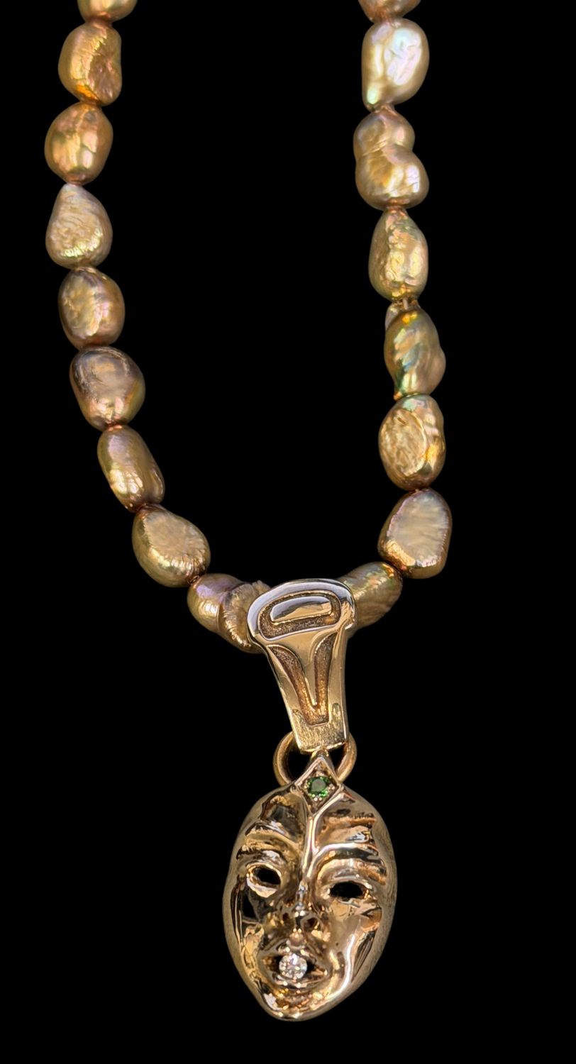TINY SEER - BRONZE GREEN CULTIRED DIAMOND PENDANT