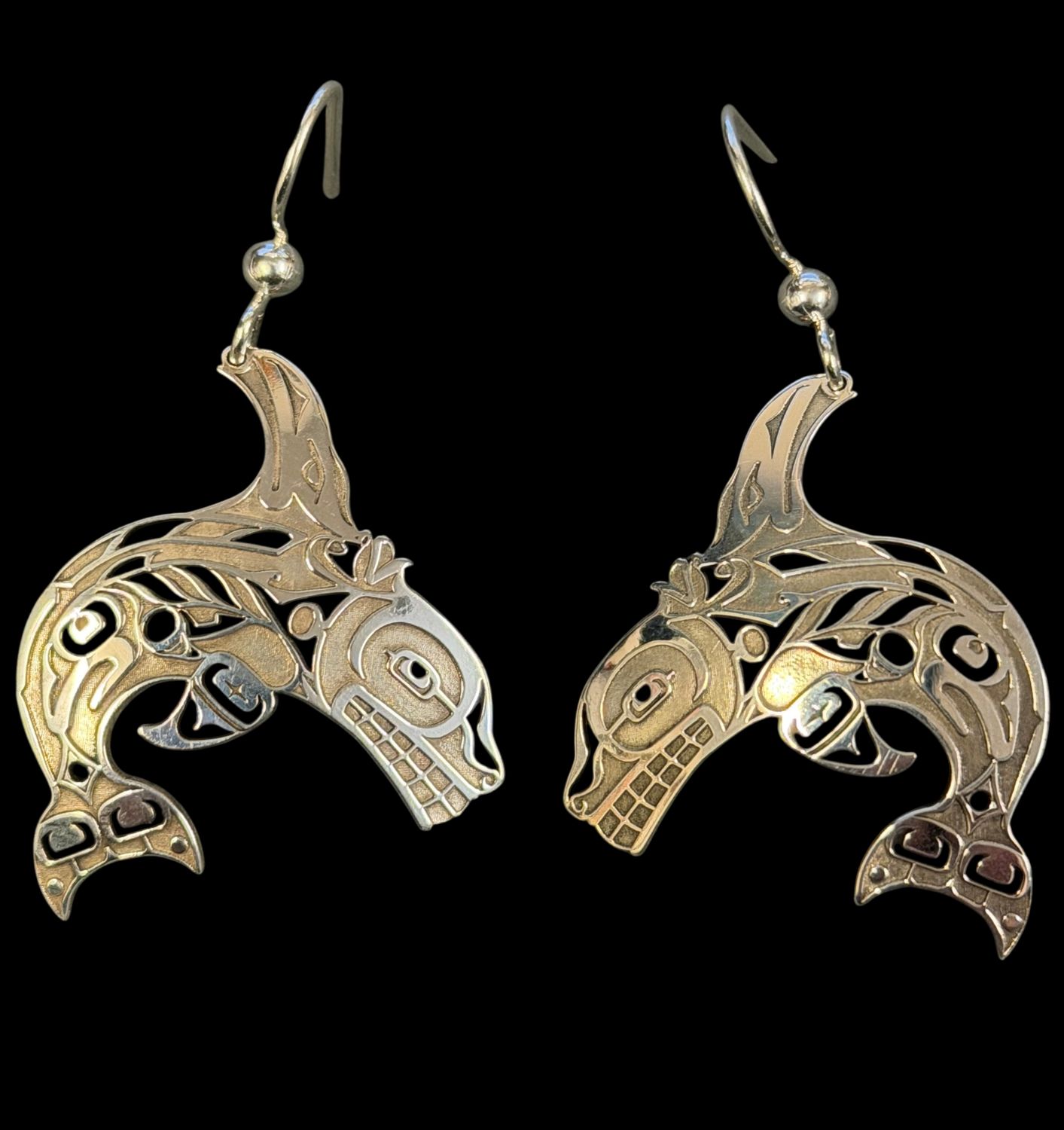 KILLER WHALE - SILVER DANGLE EARRINGS