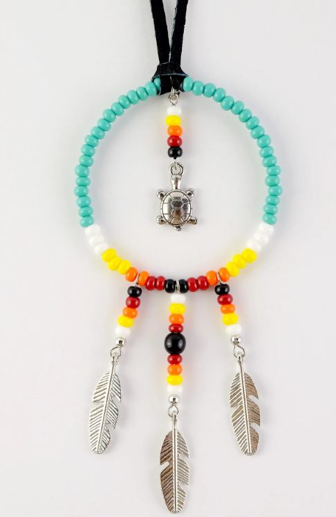 DREAMCATHER BEADED TURTLE ORNAMENTS 2.25", Color: TURQ