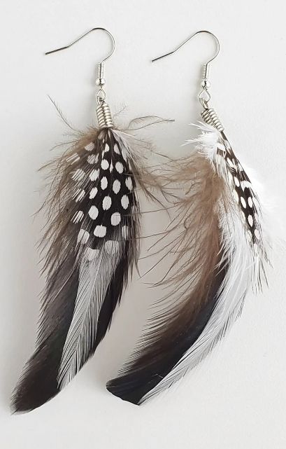 NATURAL FEATHER EARRINGS, Color: ROOSTER