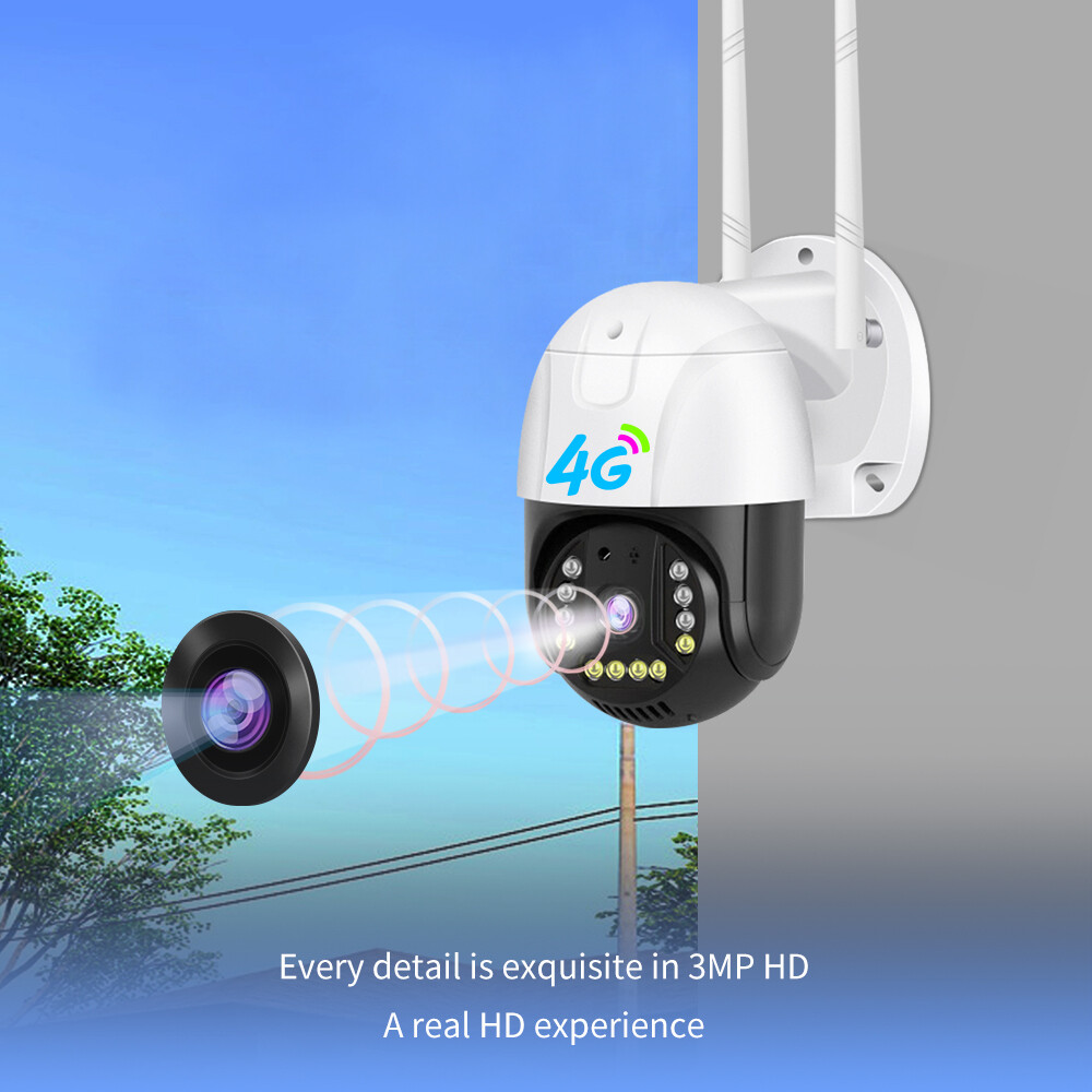 V380 3MP Outdoor 4G Camera Surveillance Wireless Super Night Vision Wifi CCTV PTZ Camera