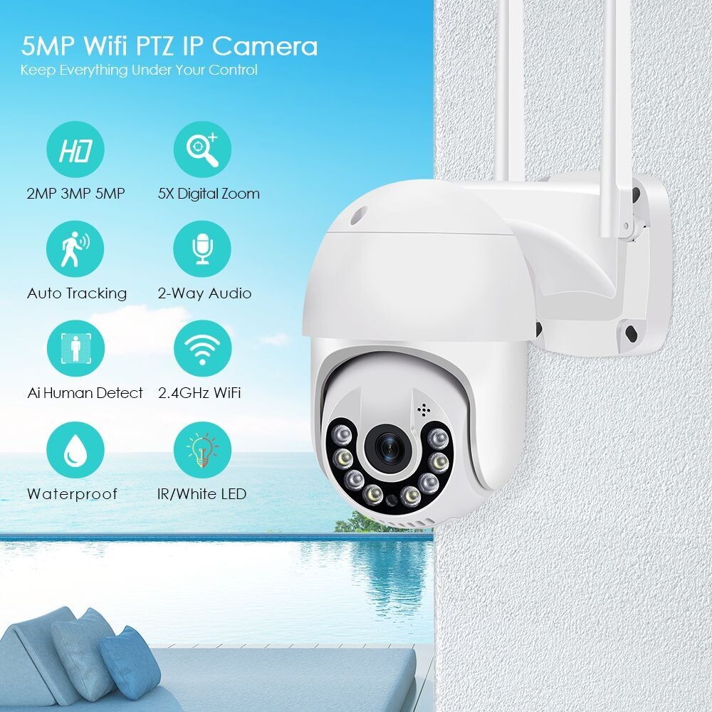 Icsee 1080P 3MP 5MP network Camera IP Wireless Long Range Outdoor Two Way Audio Dome Auto tracking WIFI Ptz CCTV Camera network