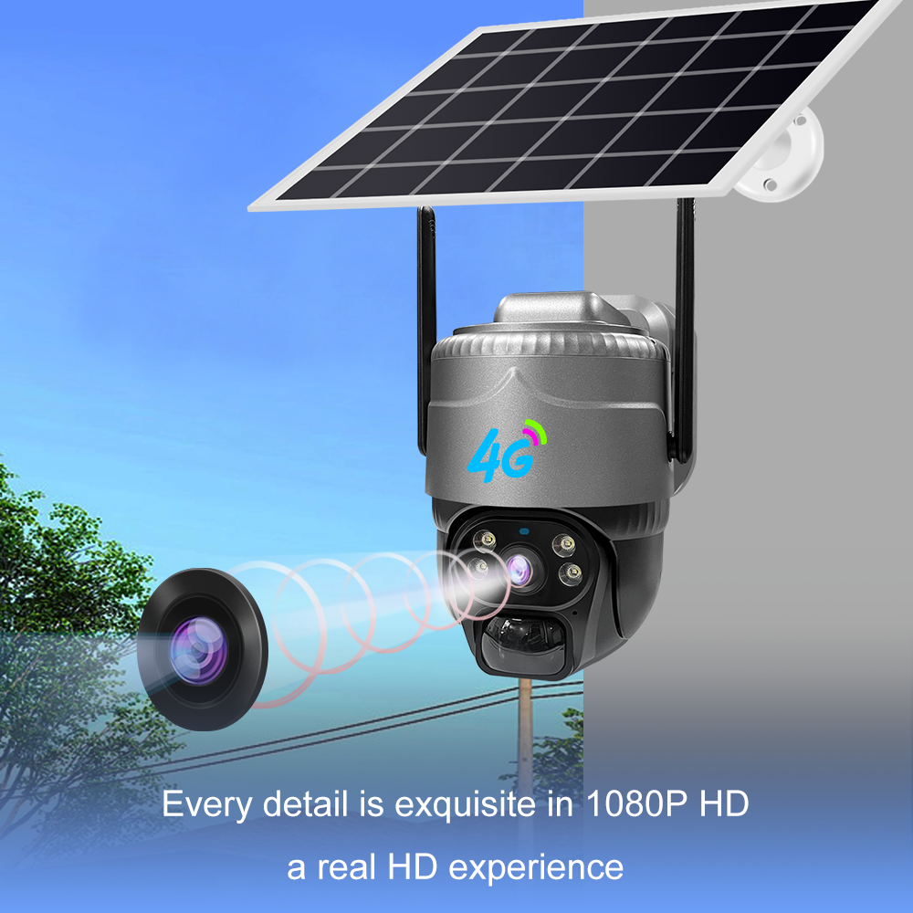 Solar 4G  PTZ Camera Security Outdoor Cameras Ai Human Detection Cctv Surveillance