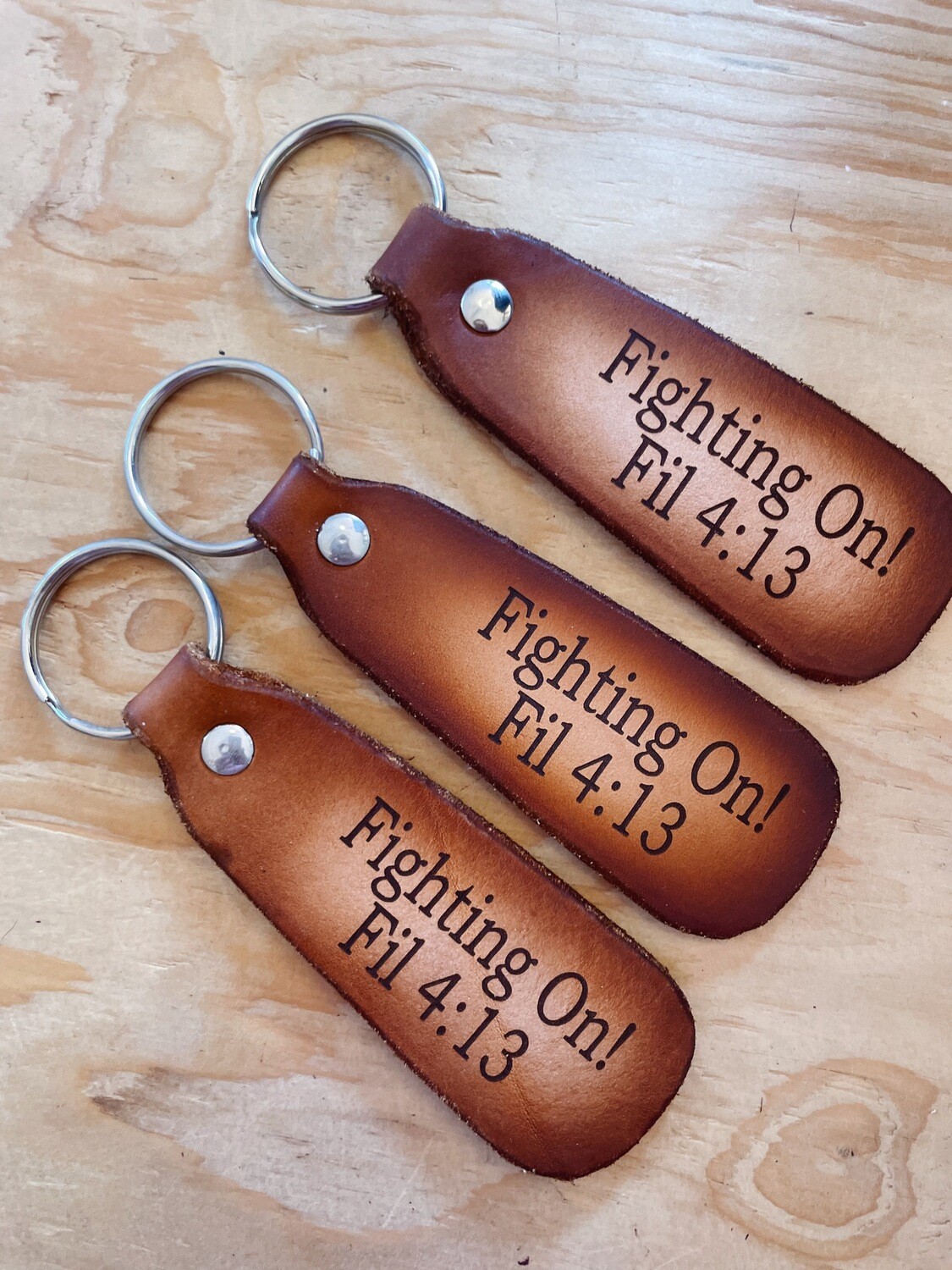 Fighting On Leather Keyring