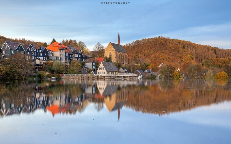 Wandbild Bergisches Land - Beyenburger Stausee: Herbstfarben