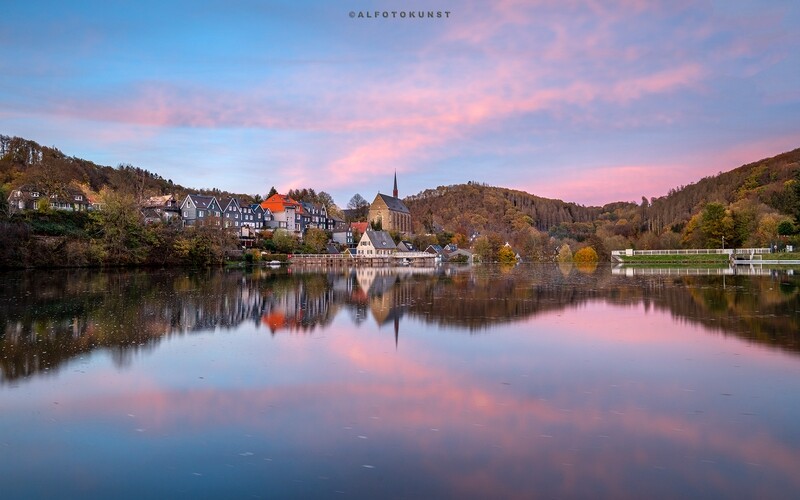 Wandbild Bergisches Land - Beyenburger Stausee: Himmelsleuchten Wandbild Bergisches Land - Beyenburger Stausee: Himmelsleuchten