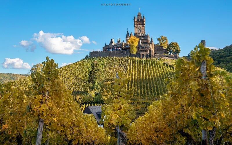 Wandbild Mosel - Cochem: Herbst an der Reichsburg Wandbild Mosel - Cochem: Herbst an der Reichsburg