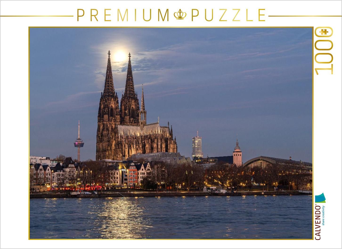 Puzzle Köln - Vollmond über dem Kölner Dom