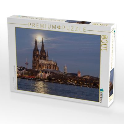 Puzzle Köln - Vollmond über dem Kölner Dom