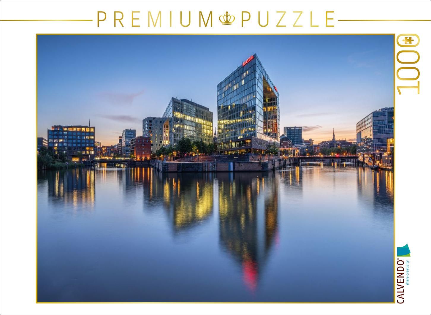 Puzzle Hamburg - Ericusspitze zur Blauen Stunde