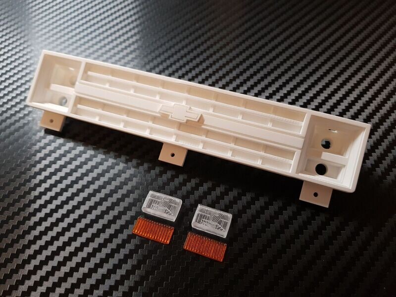 Tamiya Clodbuster Chevrolet Bowtie Front Grill With Headlights and Indicators.