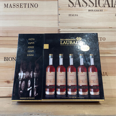 Armagnac Chateau Laubade private cellar selection 5 bottiglie  1979, 1988, 1995, 1998 e 2000
