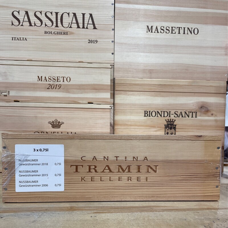 Gewürztraminer  "Nussbaumer " Cantina Tramin verticale 3 bottiglie in cassetta annate 2018/2015/2006 edizione 20 annate