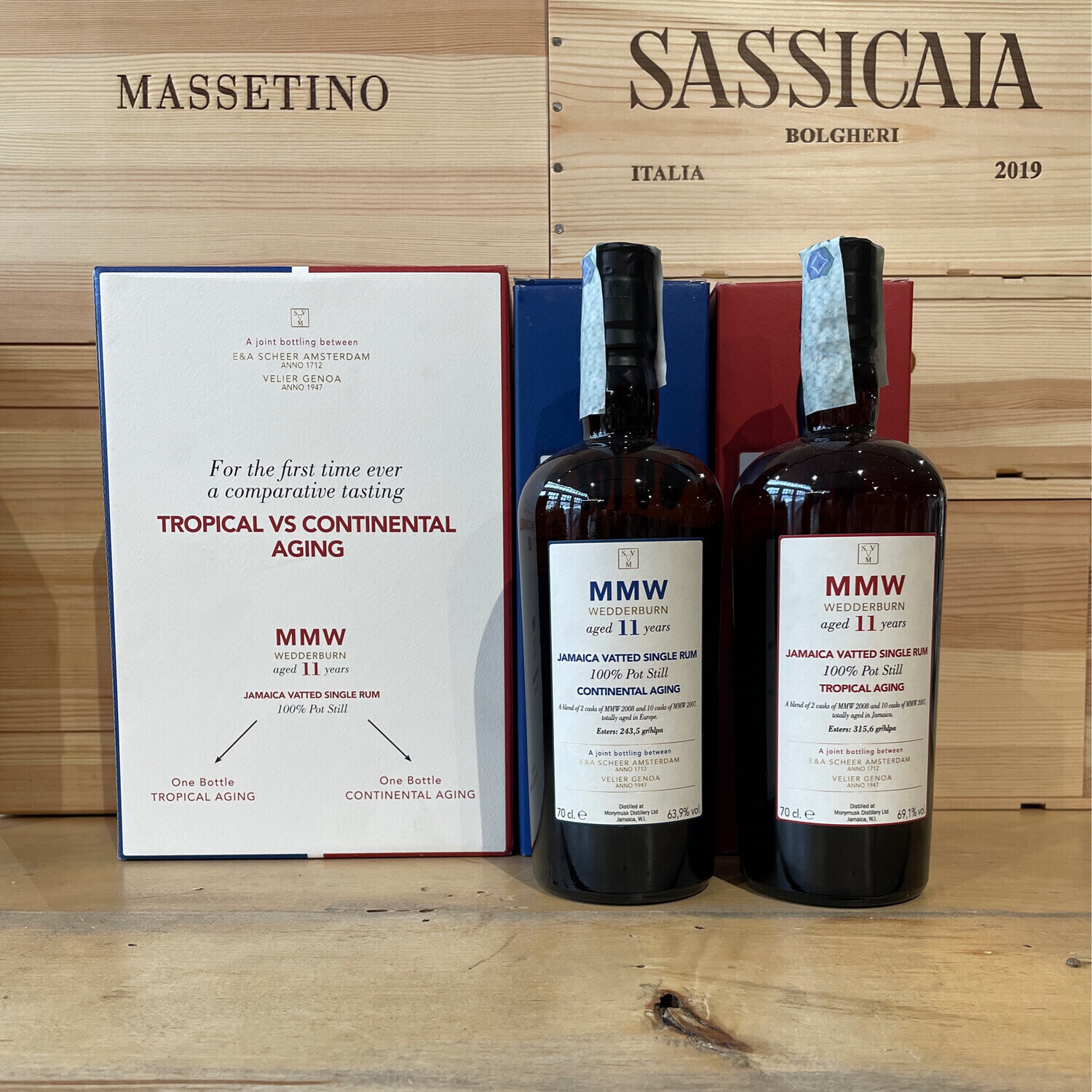 Rum  Velier " Tropical Vs Continental aging " box 11 anni  MMW " 2 bottiglie