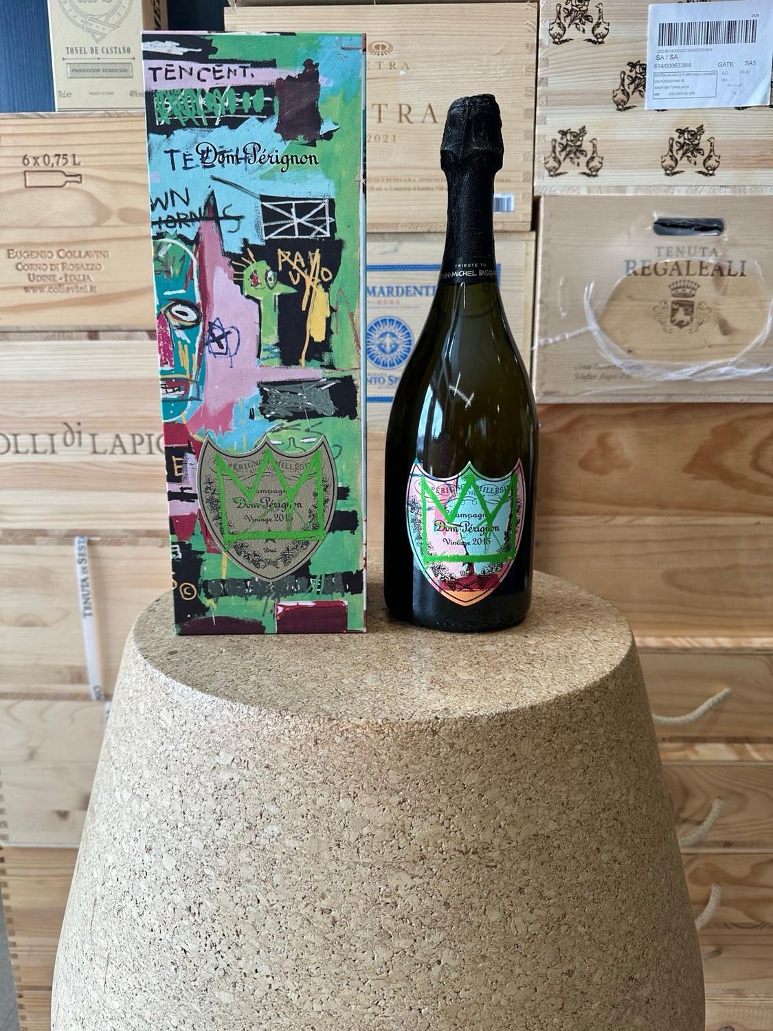 Champagne Dom Perignon  Vintage 2015 " Jean-Michel Basquiat  Special Edition Yellow Design "