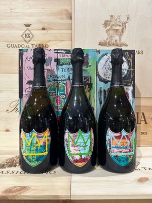 Champagne Dom Perignon  Vintage 2015 " Jean-Michel Basquiat  Special Edition Yellow Design " Trilogy