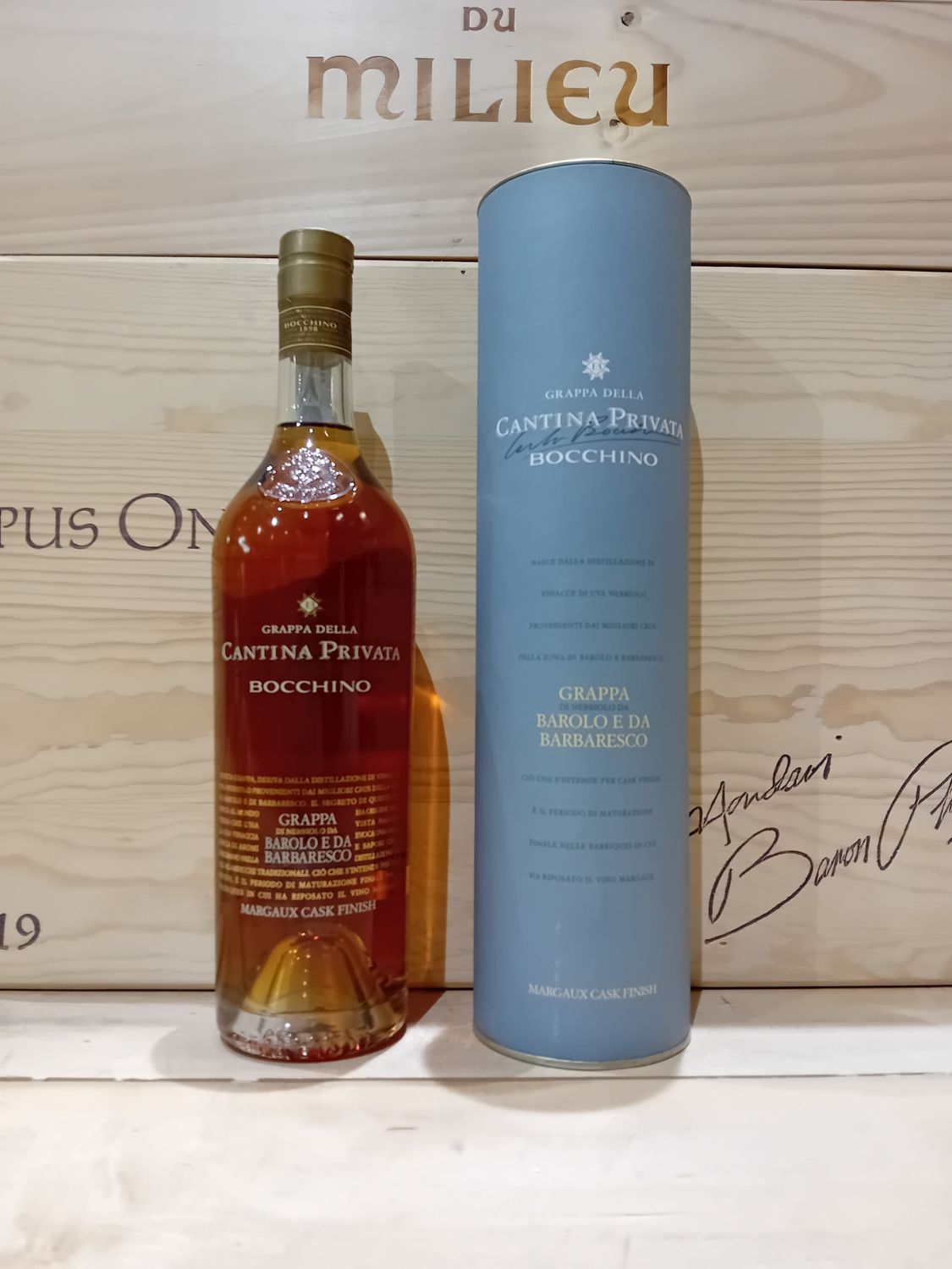 Grappa Bocchino cantina privata di Barolo e Barbaresco " Margaux cask finish " con astuccio