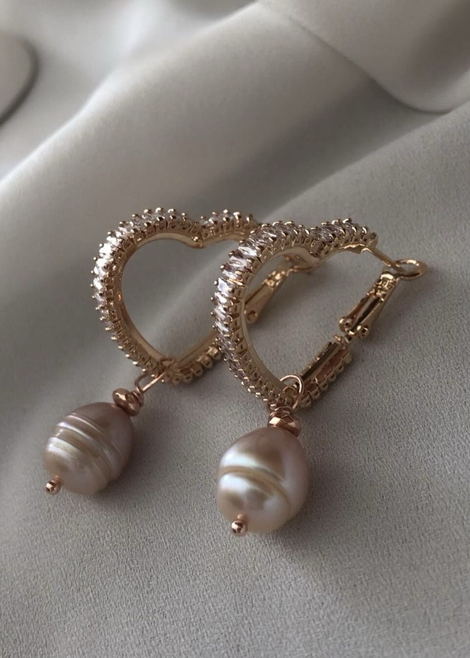 Orecchini cuore cristallo rose gold