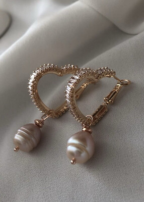 Orecchini cuore cristallo rose gold