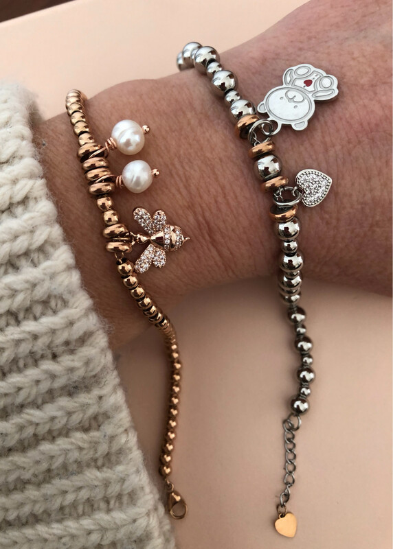 Bracciale acciaio con charms