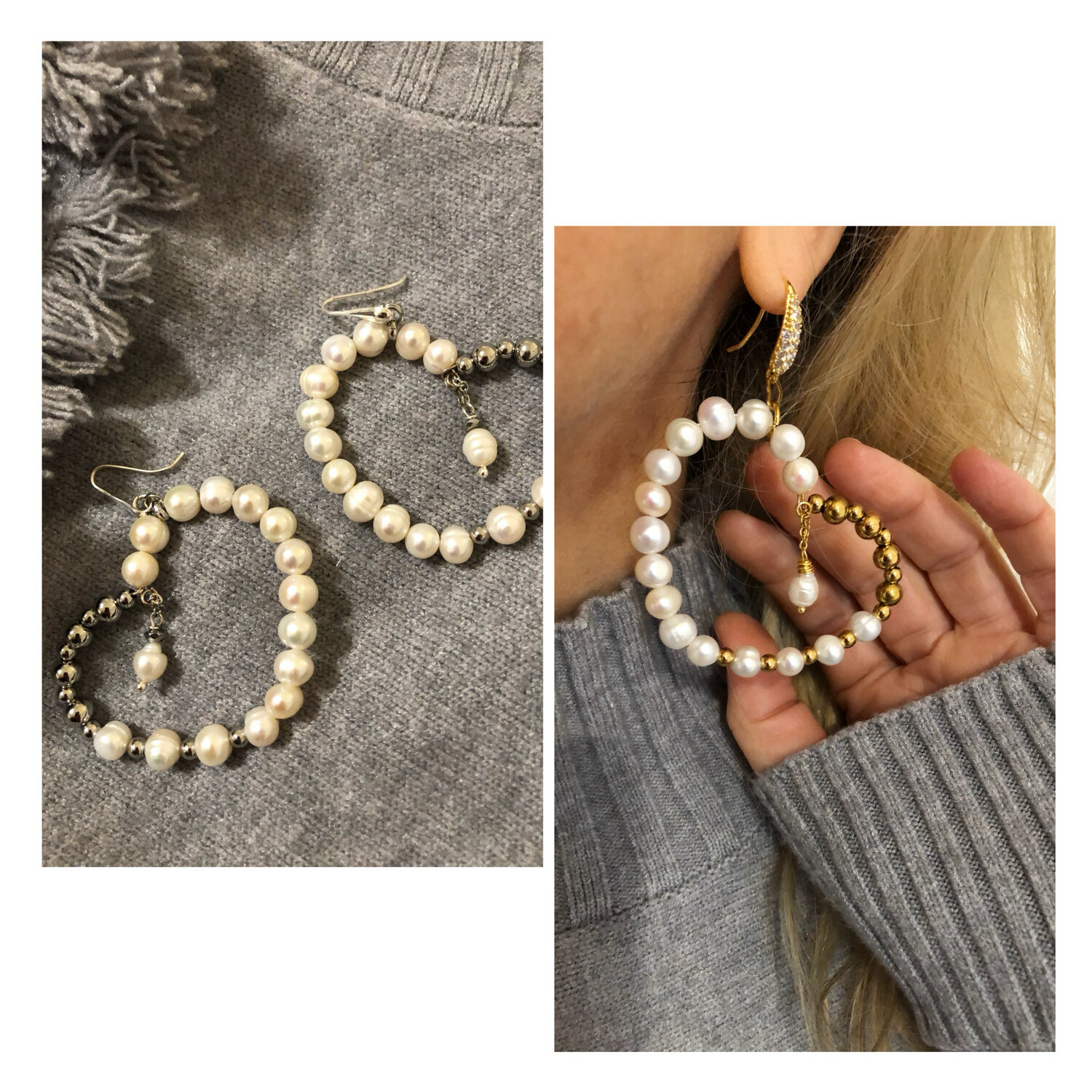 Orecchini cuore di perle
