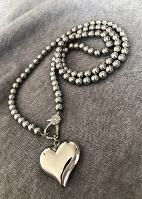 Collana lunga cuore silver