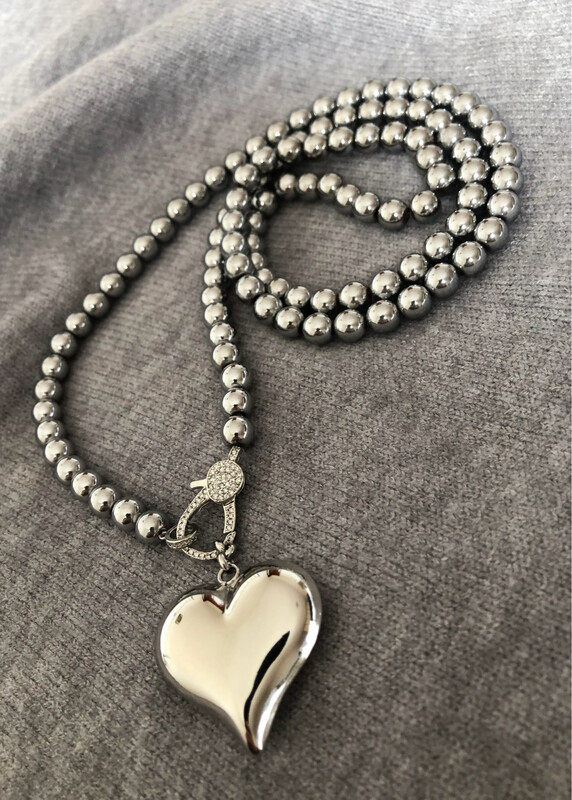 Collana lunga cuore silver