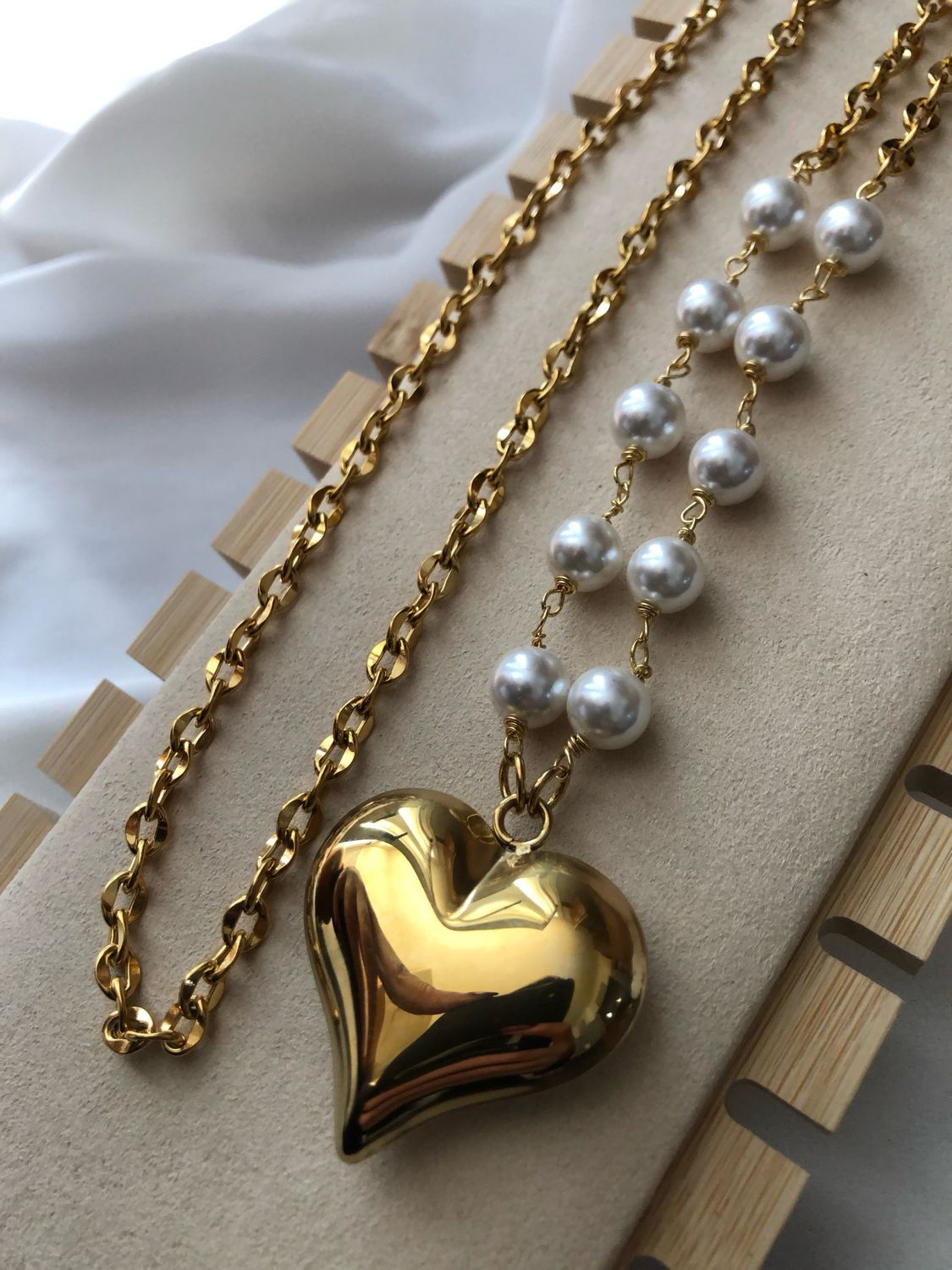 Collana lunga cuore bombato