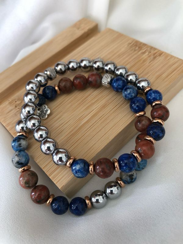 Bracciale cuoio/jeans