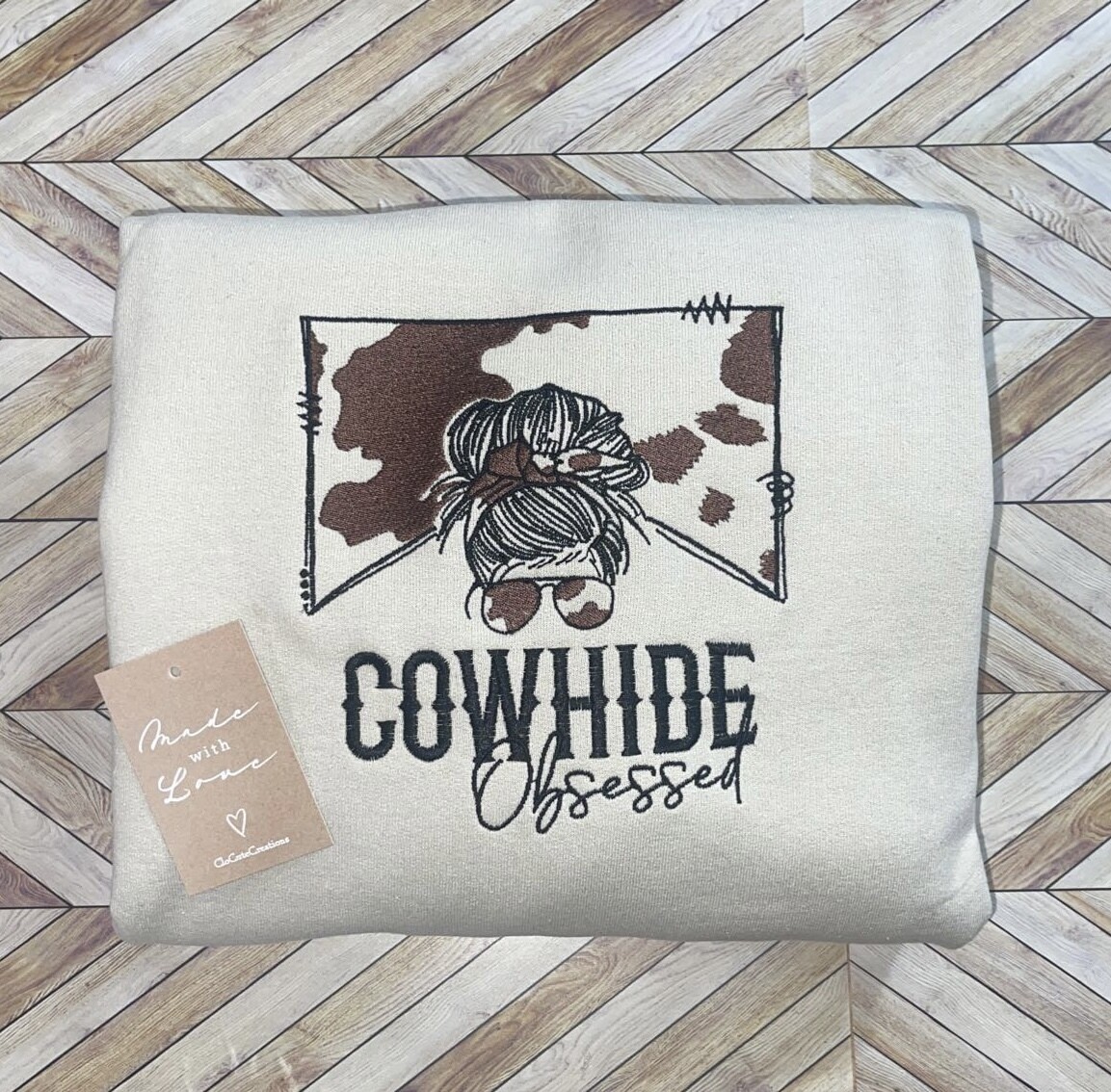 Cowhide Obsessed Embroidery