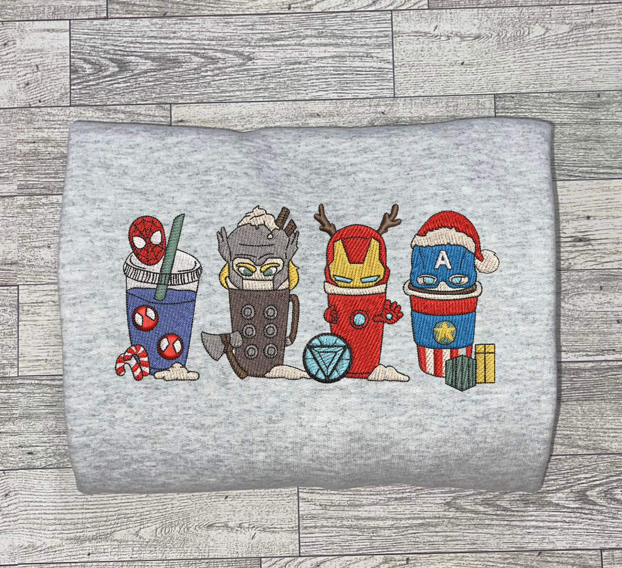 Marvel Christmas Coffee Cup Embroidery