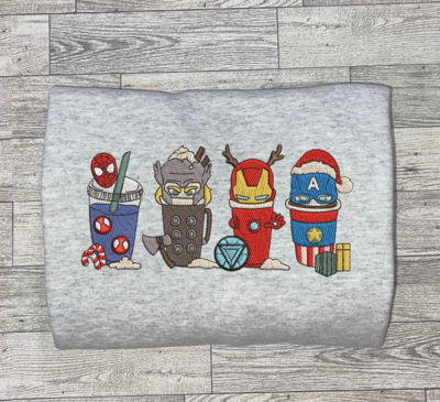 Marvel Christmas Coffee Cup Embroidery