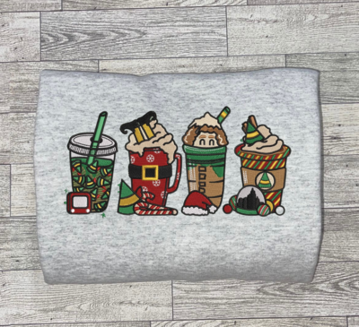 Elf Christmas Coffee Cup Embroidery