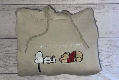 Snoopy Pooh Laying Down Embroidery