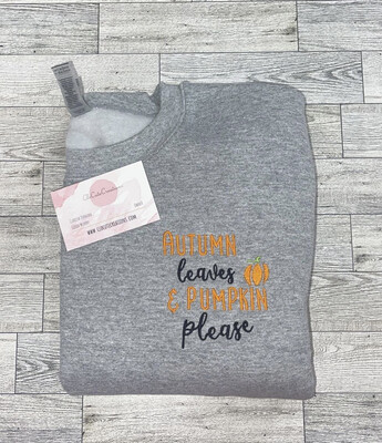 Autumn Leaves and Pumpkin Please Embroidery