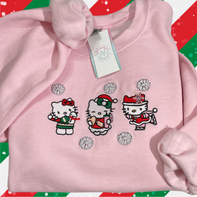 Hello Kitty Christmas Snowflake Trio Embroidery