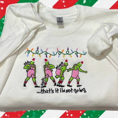 Grinch Posing in Pink Embroidery