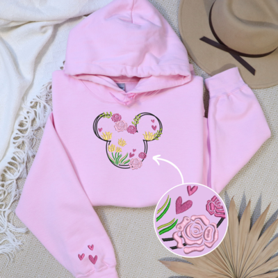 Minnie Mouse Floral Flower Spring Wreath Embroidery