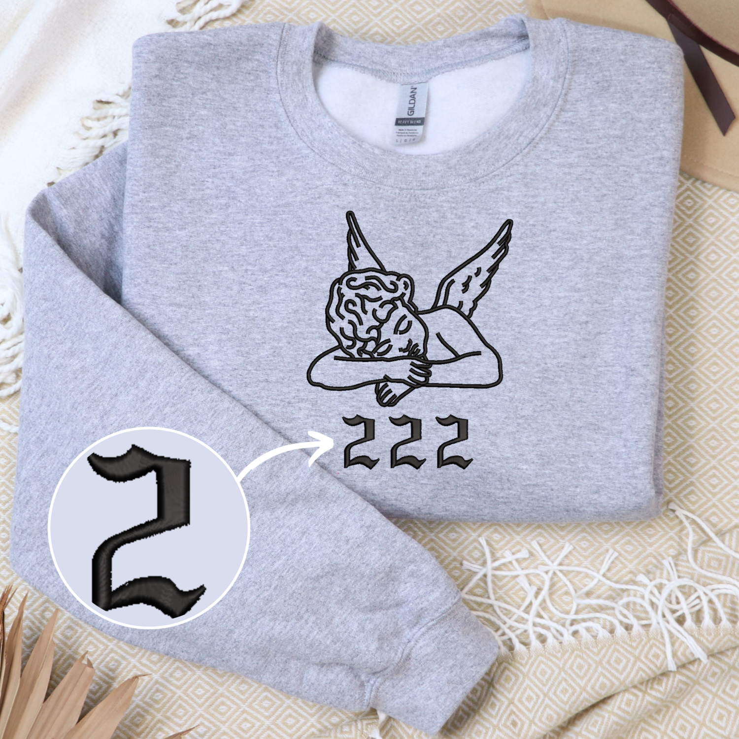 Angel Sleeping 222 Spiritual Symbol Embroidery